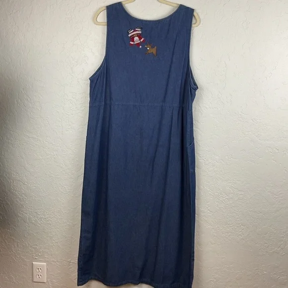 Bobbie Brooks Denim Sleeveless Button Down Sundress Romper Christmas Sz XL - Picture 5 of 8